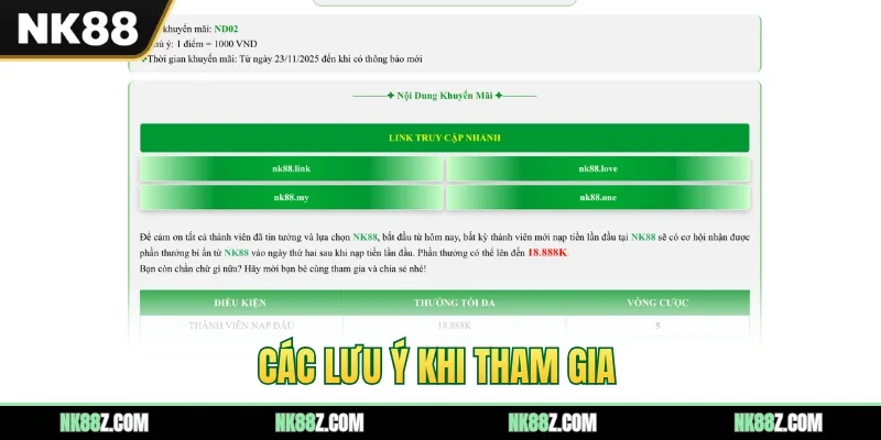 Các lưu ý khi tham gia